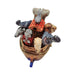 Noah peeking out among the animals with the red-roofed cabin and dove on top of the ark