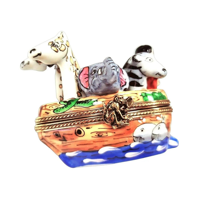 Painted details on the Noah's Ark Limoges box, French art in miniature