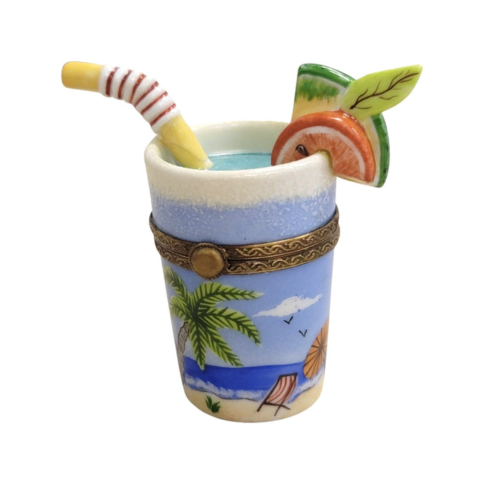 Ocean Cocktail Glass Limoges Box Porcelain Figurine-beach ocean travel wine-CH9J174