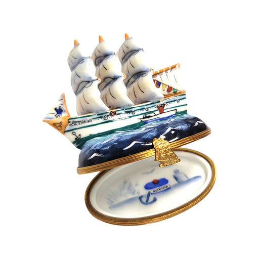 Old Sea Ship Limoges Box for Collectors Porcelain Limoges boat fairy tale French Trinket Box