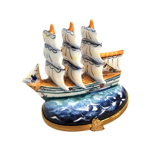 Old Sea Ship Limoges Box for Collectors Porcelain Limoges boat fairy tale French Trinket Box