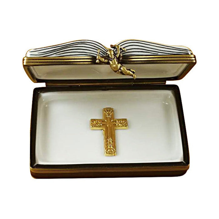 Open Bible for Faith Limoges box opened to show the inside, a keepsake to tuck a treasure in