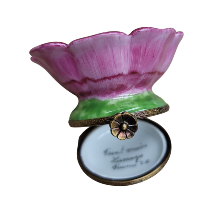 Open Flower Bud Limoges Box for Flower Lovers Porcelain Limoges valentine rose flower French Trinket Box
