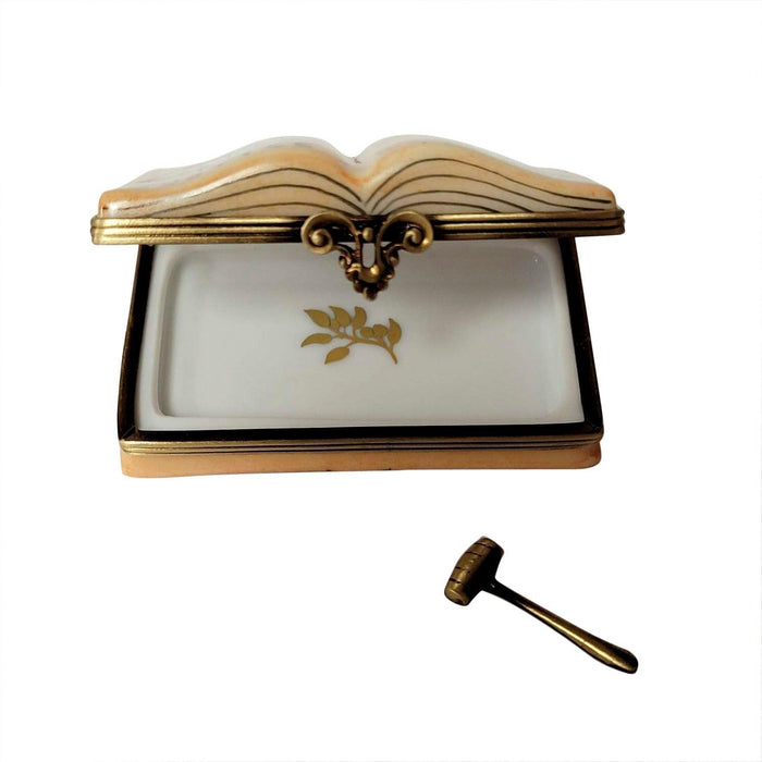Open Law Book Keepsake for Lawyers Porcelain Limoges professional book French Trinket Box