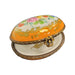 Orange Floral Limoges Box for Wellness Enthusiasts Porcelain Limoges round French Trinket Box