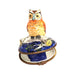 Owl on Log Limoges Box Porcelain Figurine-bird-CH2P240