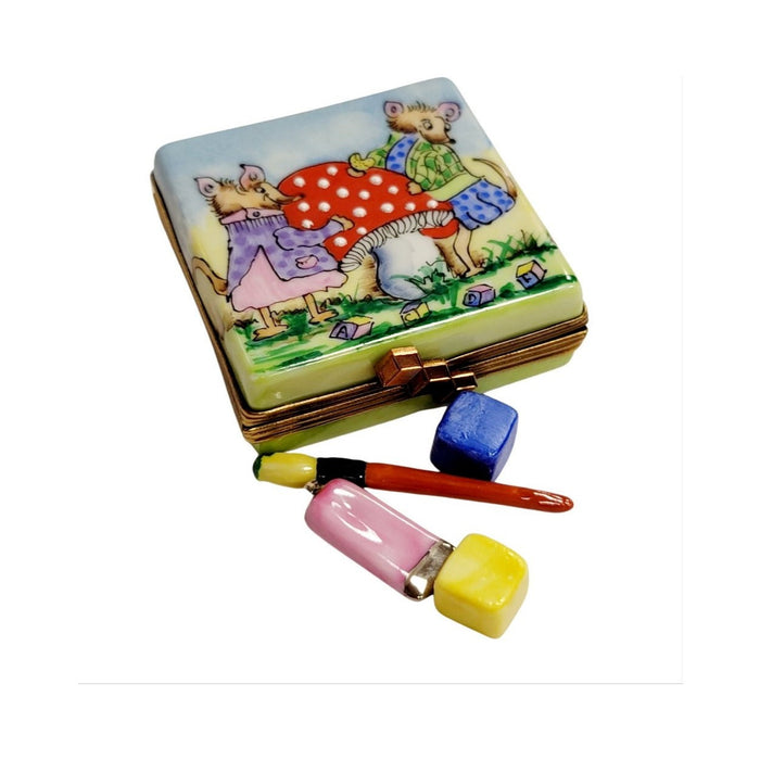 Genuine Paint Mice Mushroom Limoges box painted by hand in France, from Limoges Boutique