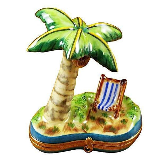 Palm Tree Limoges Box for Tropical Decor Porcelain Limoges beach travel French Trinket Box