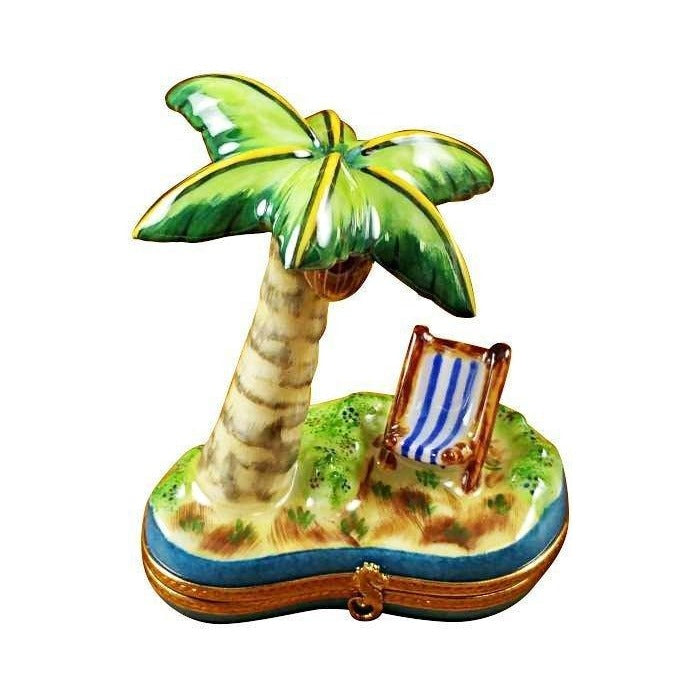 Palm Tree with Chair by Rochard, an authentic French Limoges box from Limoges Boutique