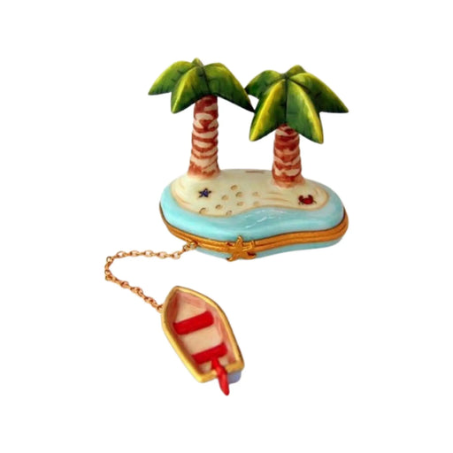 Palm Trees Limoges Box for Tropical Decor Porcelain Limoges beach ocean French Trinket Box