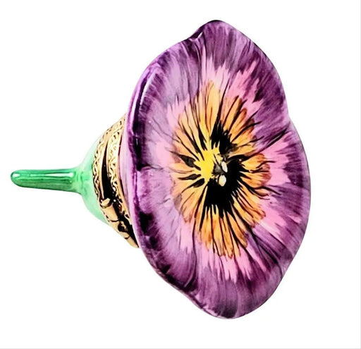 Pansy Purple Limoges Box for Collectors Porcelain Limoges flowers French Trinket Box