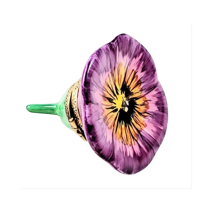 Hand-painted Pansy Purple Limoges box, French artistry for lovers of fine art