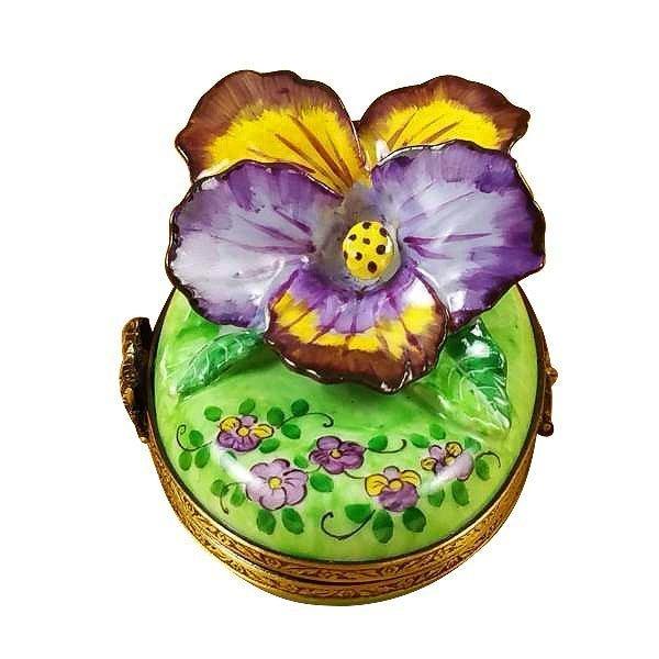 Pansy Limoges Box for Collectors Porcelain Limoges flowers French Trinket Box