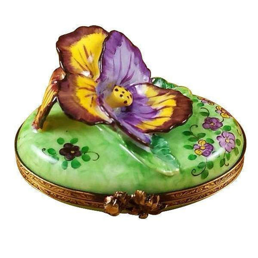Pansy Limoges Box for Collectors Porcelain Limoges flowers French Trinket Box