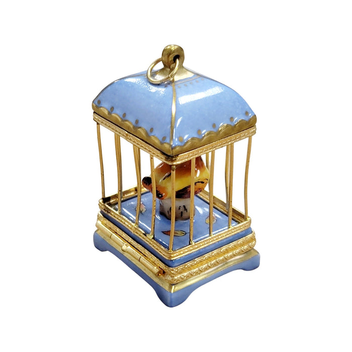 Pastel Blue Love Birds Cage for Romantic Gift Porcelain Limoges bird French Trinket Box