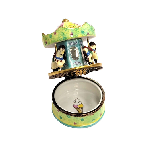 Pastel Green Merry Go Round Carousel Carnival Ride Limoges Box Porcelain Figurine-Carnival-CH9J154