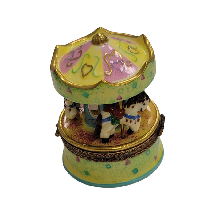 Pastel Green Merry Go Round Carousel Carnival Ride Limoges Box Porcelain Figurine-Carnival-CH9J154