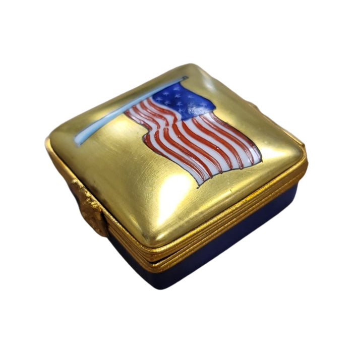 American Flag Limoges Box for Patriots Porcelain Limoges united states patriotic French Trinket Box