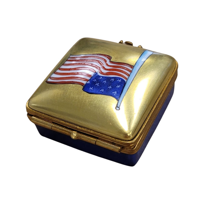 American Flag Limoges Box for Patriots Porcelain Limoges united states patriotic French Trinket Box