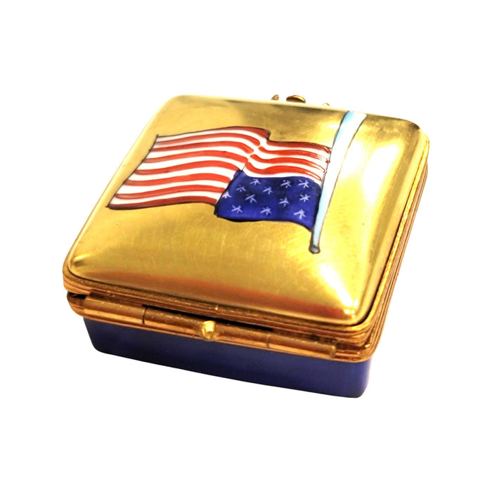 American Flag Limoges Box for Patriots Porcelain Limoges united states patriotic French Trinket Box