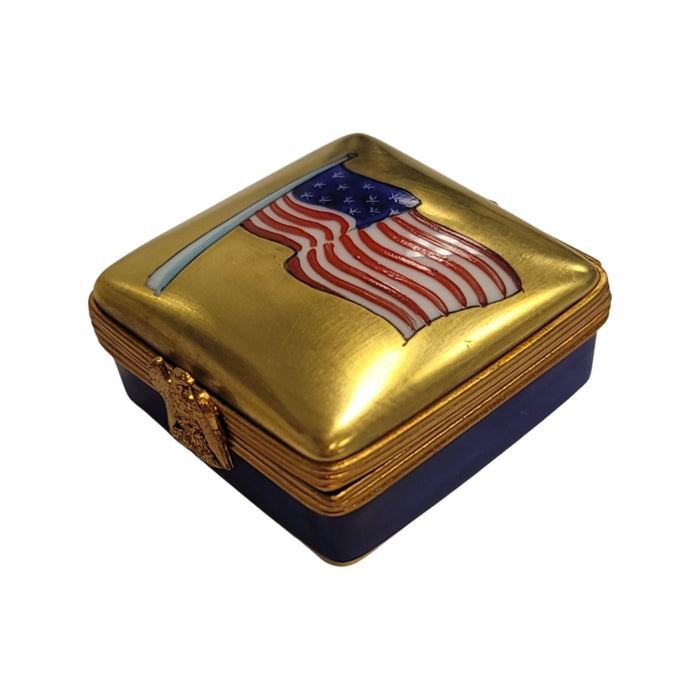 American Flag Limoges Box for Patriots Porcelain Limoges united states patriotic French Trinket Box