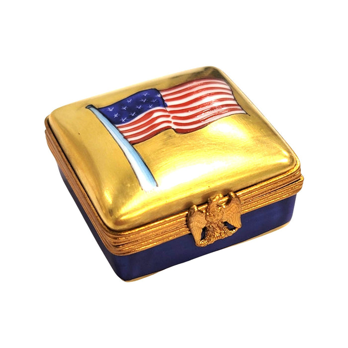 American Flag Limoges Box for Patriots Porcelain Limoges united states patriotic French Trinket Box