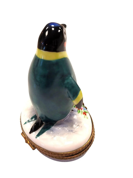 Penguin Delight for Collectors Porcelain Limoges winter wild birds French Trinket Box