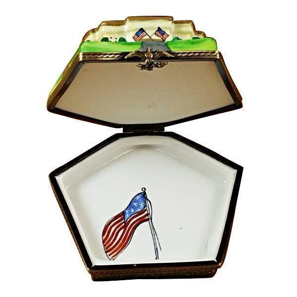 Limoges Pentagon Box for Collectors Porcelain Limoges monuments united states patriotic French Trinket Box