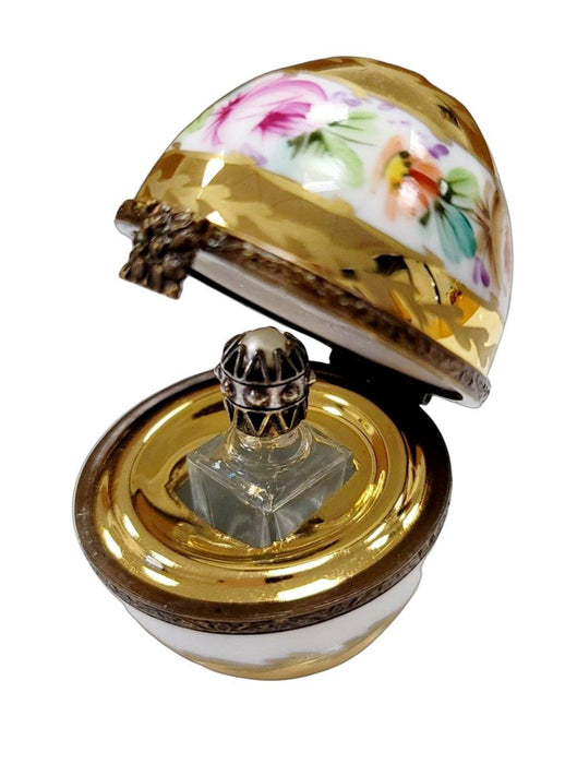Perfume in Gold White Egg w Flowers-perfume egg-CH4F104