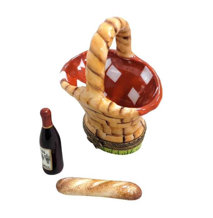 Picnic Basket w Wine and Bread-wine LIMOGES BOXES food home beach love-CH6D238