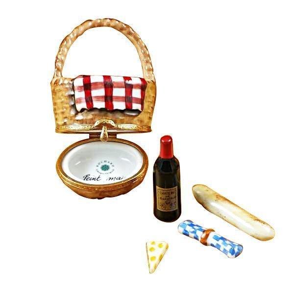 Picnic Basket Delight for Outdoor Enthusiasts Porcelain Limoges Home Beach Basket French Trinket Box