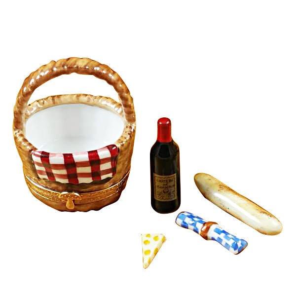 Picnic Basket Delight for Outdoor Enthusiasts Porcelain Limoges Home Beach Basket French Trinket Box