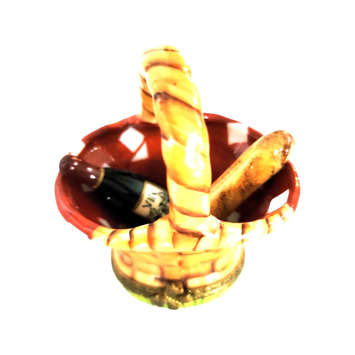 Picnic Basket Limoges Box for Wine Lovers Porcelain Limoges Beach Home French Trinket Box