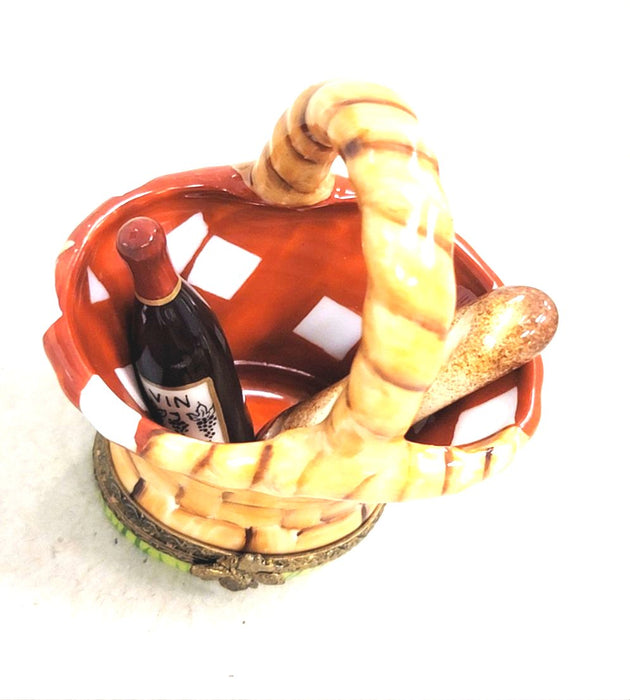Picnic Basket Limoges Box for Wine Lovers Porcelain Limoges Beach Home French Trinket Box