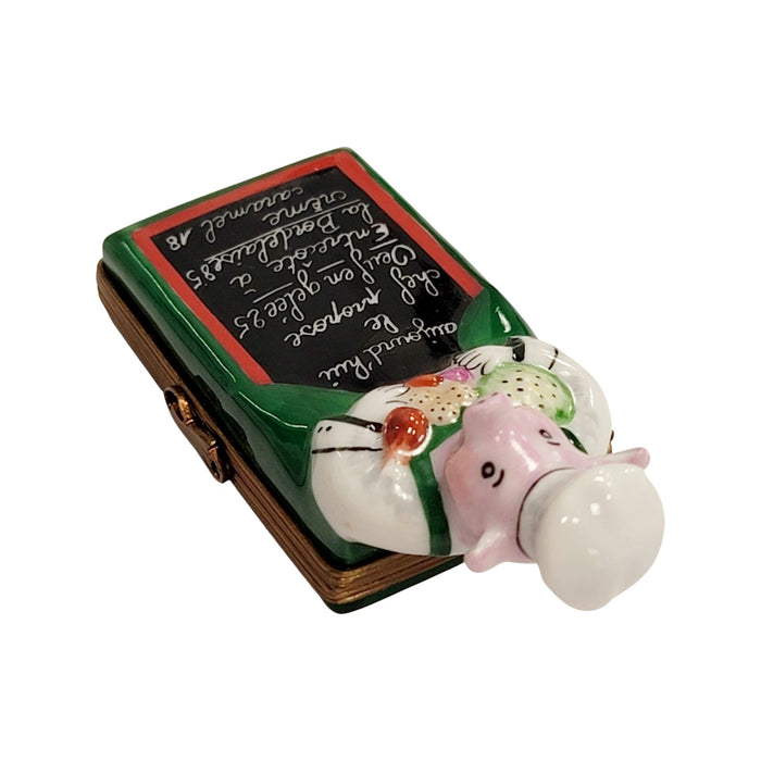 Pig Chef Delight for Culinary Collectors Porcelain Limoges pig professional food French Trinket Box