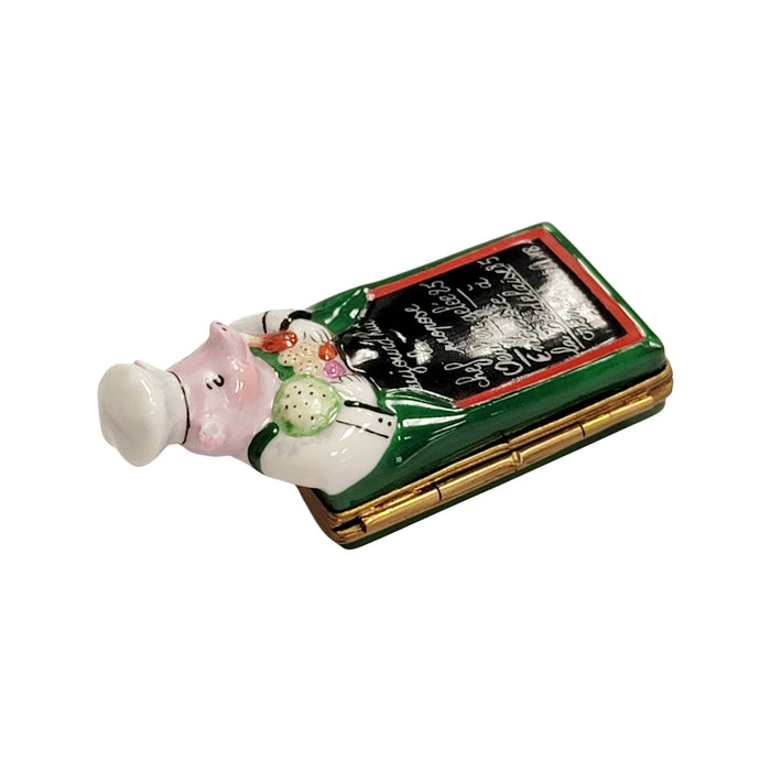 Pig Chef Delight for Culinary Collectors Porcelain Limoges pig professional food French Trinket Box