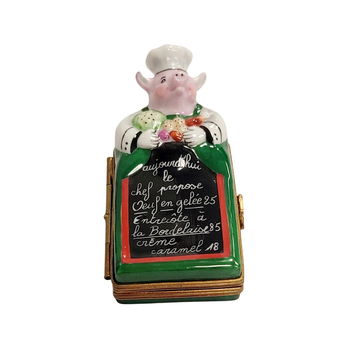 Pig Chef Delight for Culinary Collectors Porcelain Limoges pig professional food French Trinket Box