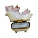 Pig in Bathtub Luxury Porcelain Limoges pig French Trinket Box