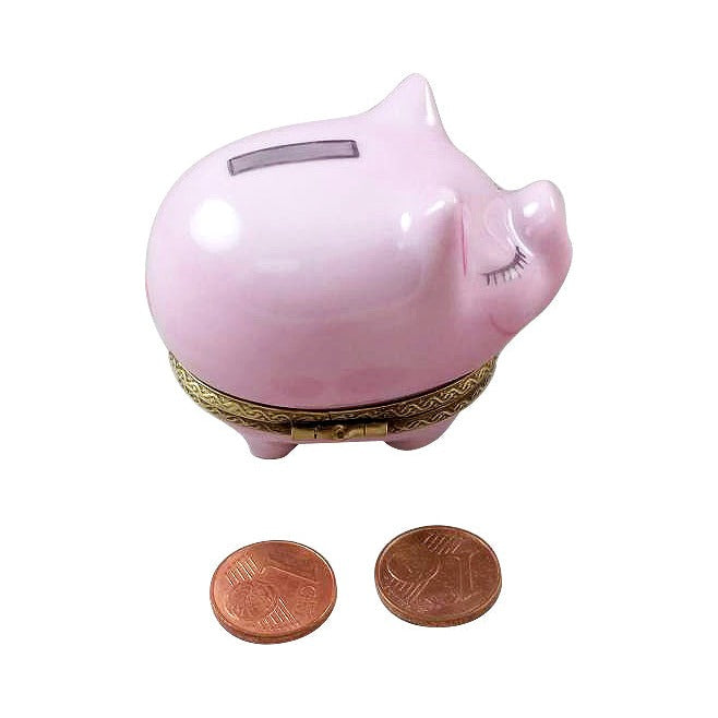 Collectible Piggy Bank with Removable Coins Limoges box with artisan brushwork