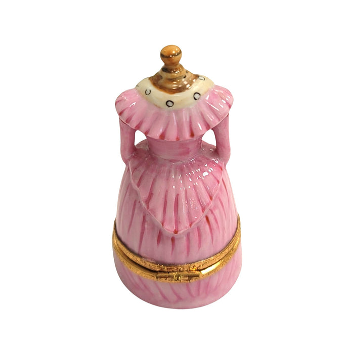 Pink Antique Dress Figurine for Collectors Porcelain Limoges Limoges Box Women shoes hat bags suitcase mother French Trinket Box