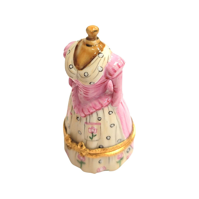 Pink Antique Dress Figurine for Collectors Porcelain Limoges Limoges Box Women shoes hat bags suitcase mother French Trinket Box