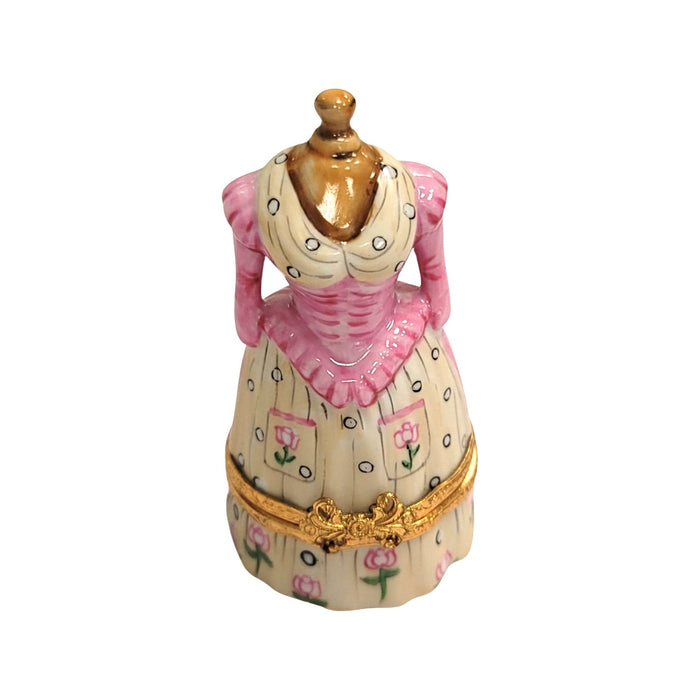 Pink Antique Dress Figurine for Collectors Porcelain Limoges Limoges Box Women shoes hat bags suitcase mother French Trinket Box