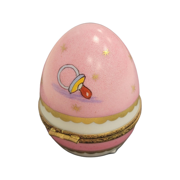 Pink Baby Egg Treasure for Little Ones Porcelain Limoges egg French Trinket Box