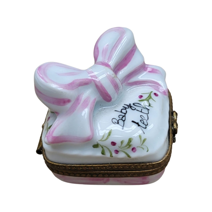 Pink Baby Teeth Box for New Moms Porcelain Limoges baby special occasion French Trinket Box
