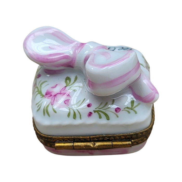 Pink Baby Teeth Box for New Moms Porcelain Limoges baby special occasion French Trinket Box
