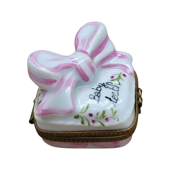 Pink Baby Teeth Box for New Moms Porcelain Limoges baby special occasion French Trinket Box