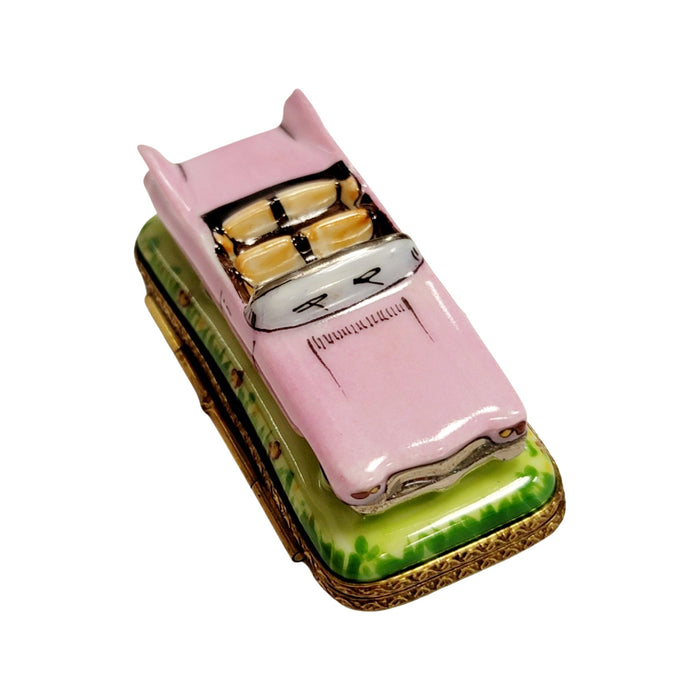 Pink Cadillac Convertable Limoges Box Porcelain Figurine-limoges box moving vehicals car-CH3S234