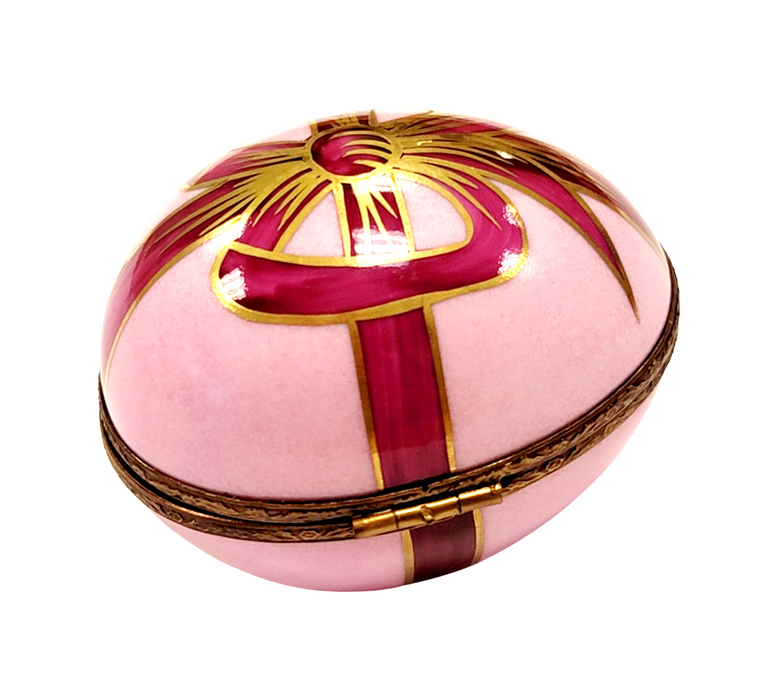 Pink Easter Egg Box for Spring Celebrations Porcelain Limoges rabbit Easter French Trinket Box