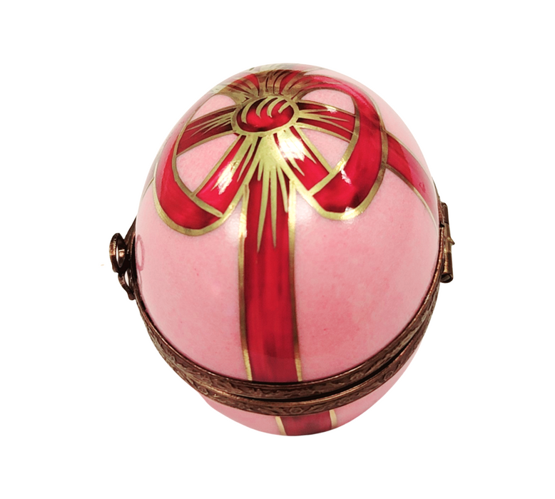 Pink Easter Egg Box for Spring Celebrations Porcelain Limoges rabbit Easter French Trinket Box
