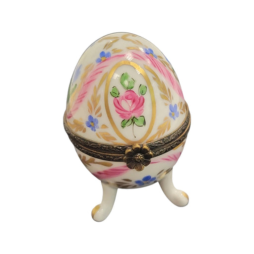 Pink Elegance Egg Box for Home Decor Porcelain Limoges egg French Trinket Box